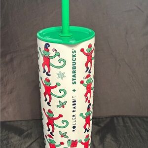 Starbucks Roller Rabbit Stainless Steel Festive Tumbler - Green and Red